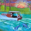  boat and dolphins